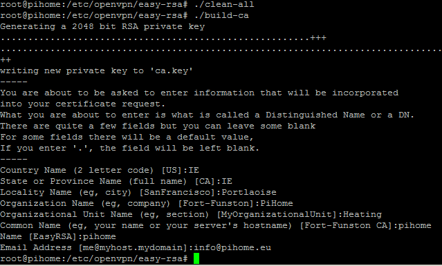 Raspberry Pi OpenVPN EASY_RSA Setup