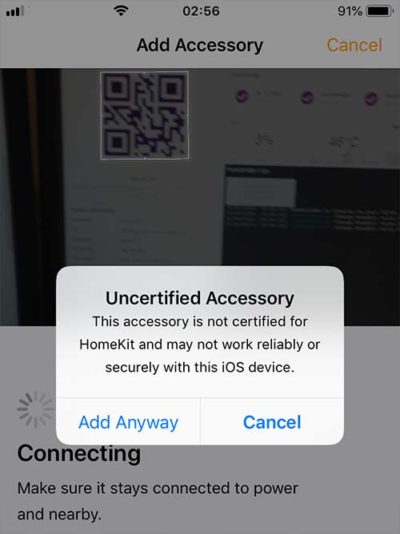 PiHome with iOS HomeKit Add Accessory
